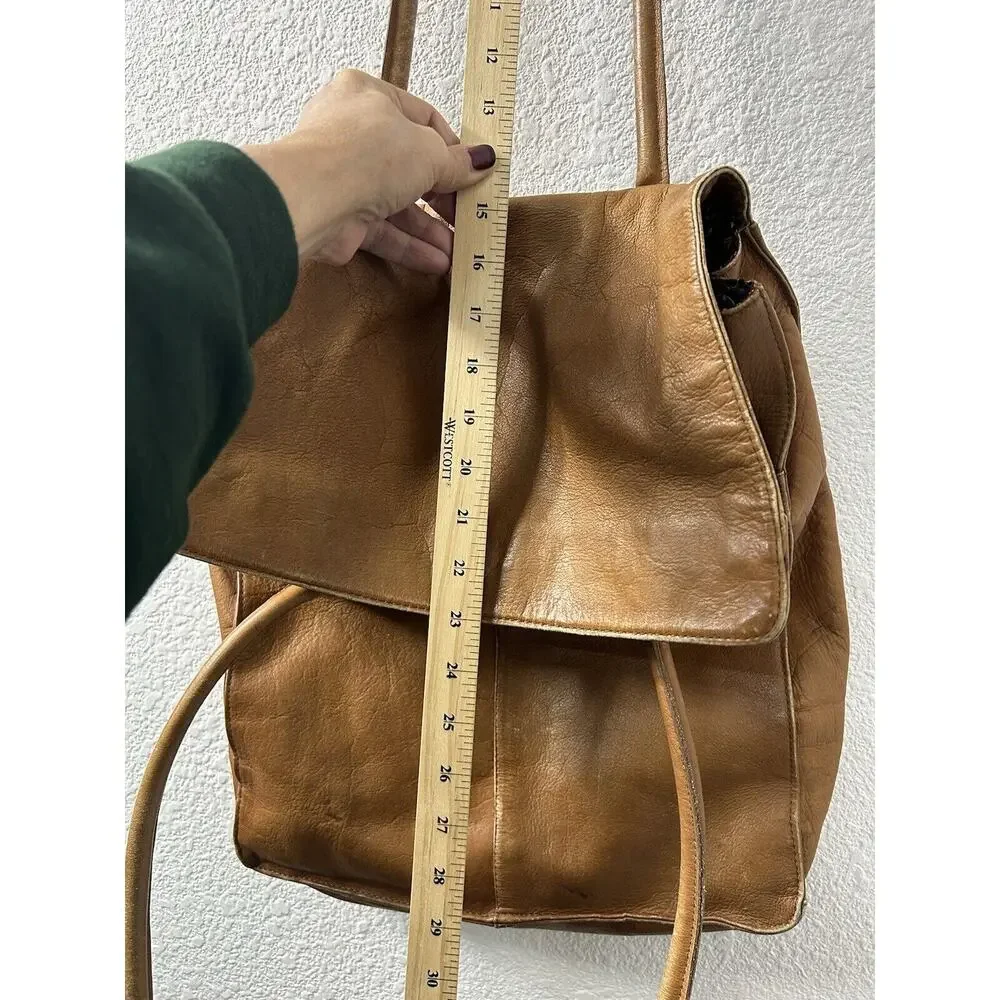Vintage Soft Genuine Leather Flap Shoulder Hobo Bag Purse 2 Strap Distresssed‎